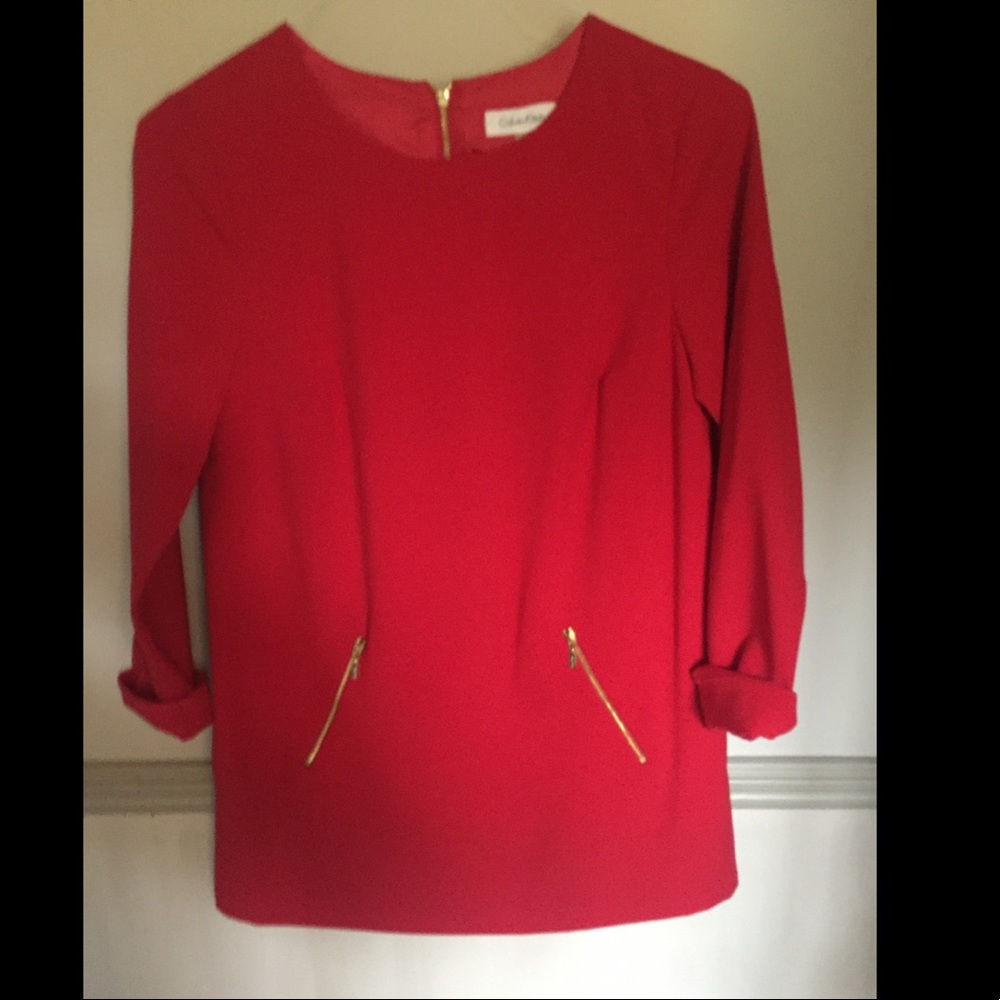 Calvin Klein Red Long Sleeve Shift Dress/Tunic - Picture 1 of 3